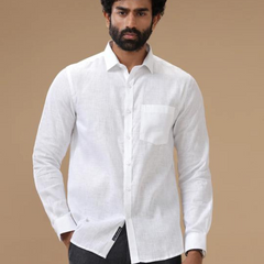 Men Shirts Cotton Milky White Poplin fabric