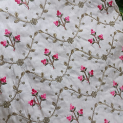 Chanderi silk Fabric with Embroidery Work