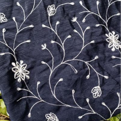 Chinon silk Fabric with Embroidery Work
