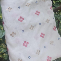 Chinon silk Fabric with Embroidery Work