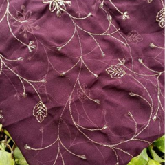 Chinon silk Fabric with Embroidery Work