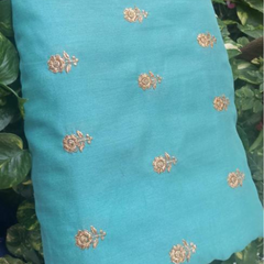 Chinon silk Fabric with Embroidery Work