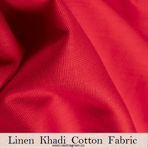 Linen Khadi Cotton Red Fabric