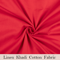 Linen Khadi Cotton Red Fabric