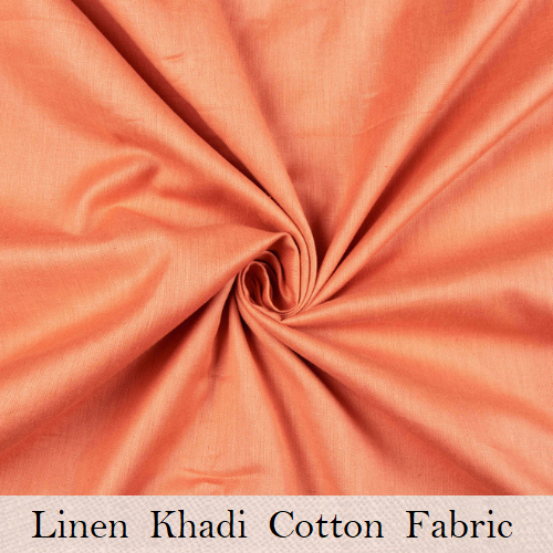 Linen Khadi Cotton Orange Fabric