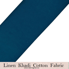 Linen Khadi Cotton Petrol Blue Fabric