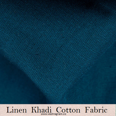 Linen Khadi Cotton Petrol Blue Fabric